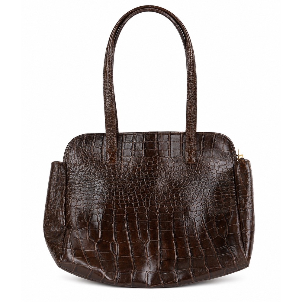 Jackson of New York Vintage Y2K Brown Faux Croc Embossed Shoulder Laptop Bag